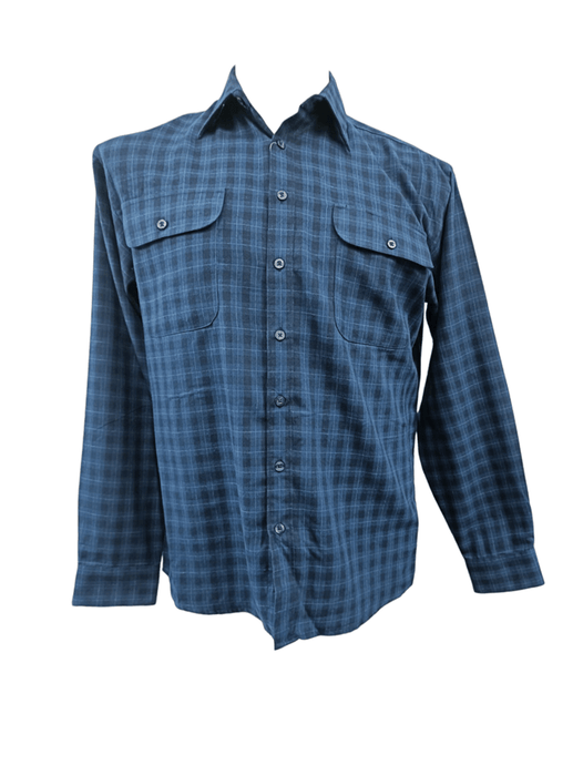 Bisley Mens Long Sleeve Brushed Cotton Shirt - Dark Navy Check