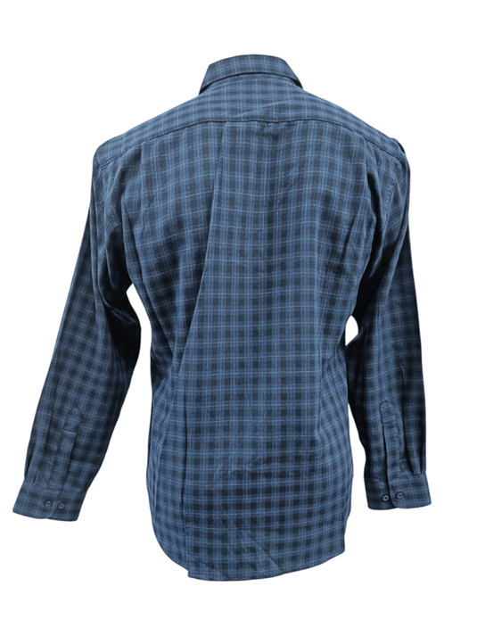 Bisley Mens Long Sleeve Brushed Cotton Shirt - Dark Navy Check