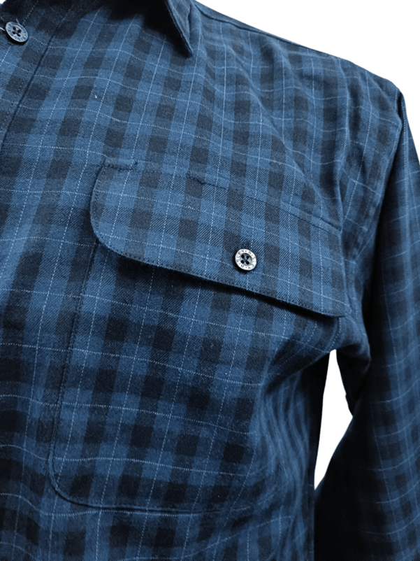 Load image into Gallery viewer, Bisley Mens Long Sleeve Brushed Cotton Shirt - Dark Navy Check
