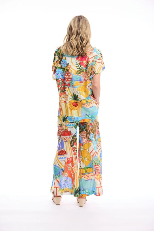 Orientique Womens Picnic Digital Top Pleated