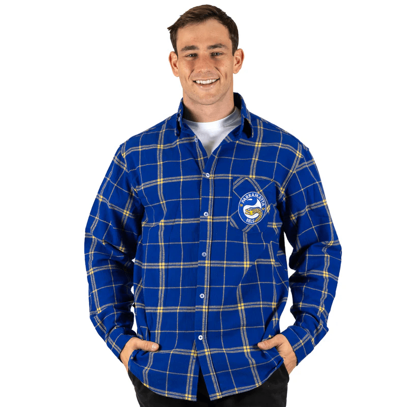 Load image into Gallery viewer, NRL Mens &#39;Mustang&#39; Flannel Shirt - Eels
