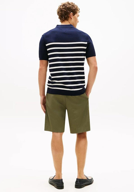 Tommy Hilfiger Mens Essential Cotton Knitted Polo - Desert Sky/Ivory Petal