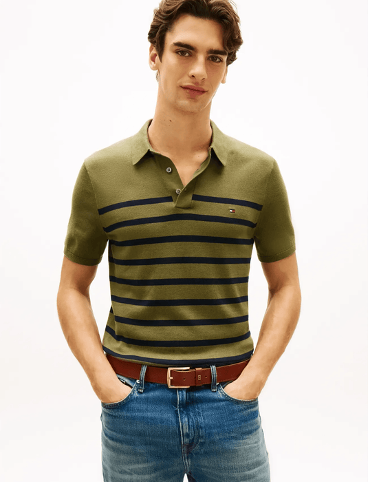 Tommy Hilfiger Mens Essential Cotton Knitted Polo - Dark Artichoke