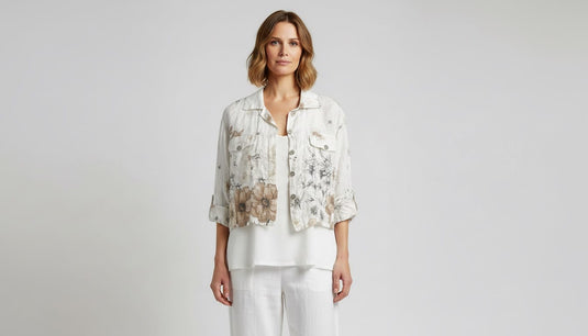 E.Talia Womens Fiore Lino Jacket