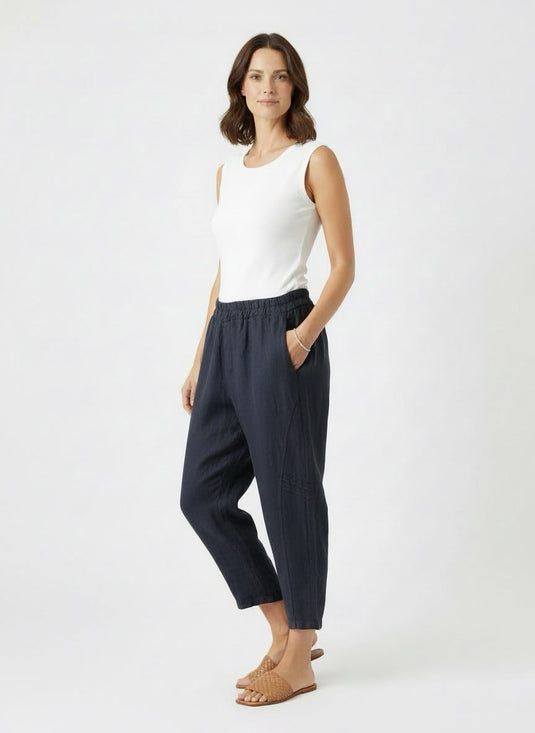 E.Talia Womens Linen Comfort 3/4 Pants