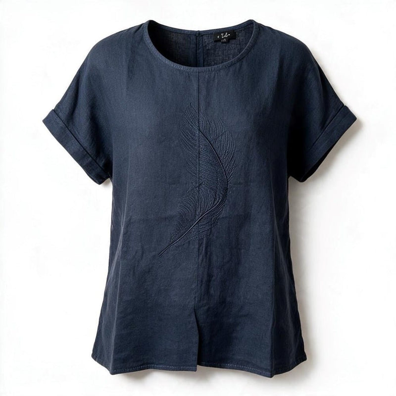 Load image into Gallery viewer, E.Talia Womens Feather Ricamo Top
