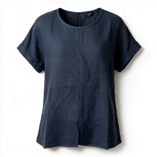 E.Talia Womens Feather Ricamo Top