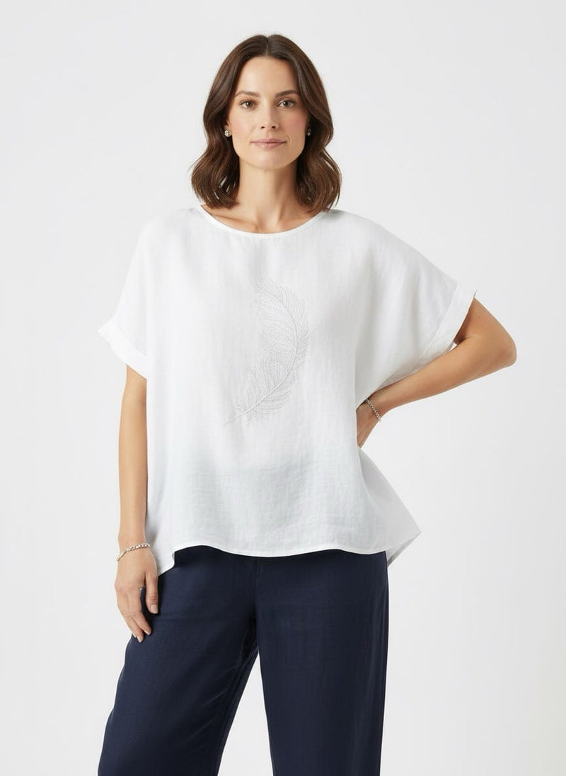Load image into Gallery viewer, E.Talia Womens Feather Ricamo Top

