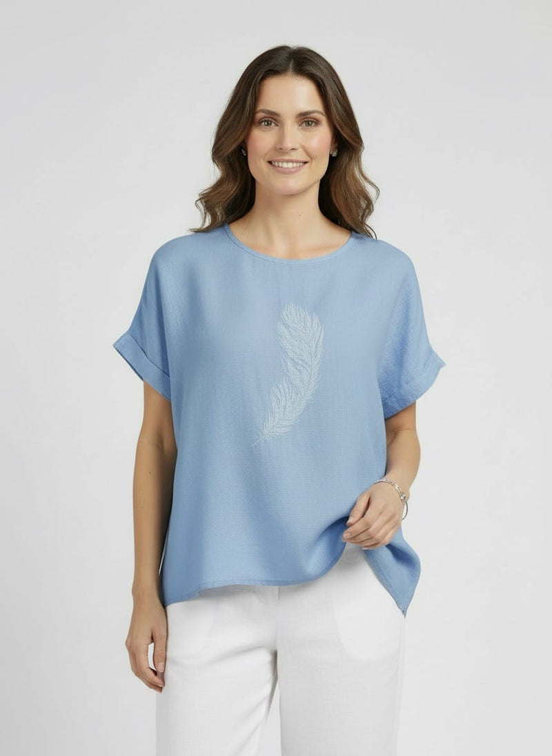 Load image into Gallery viewer, E.Talia Womens Feather Ricamo Top
