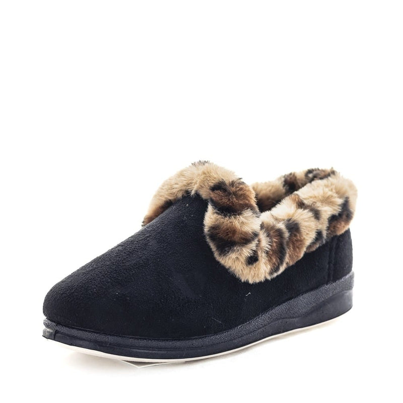 Load image into Gallery viewer, Panda Womens Emille Slippers - Black Leopard
