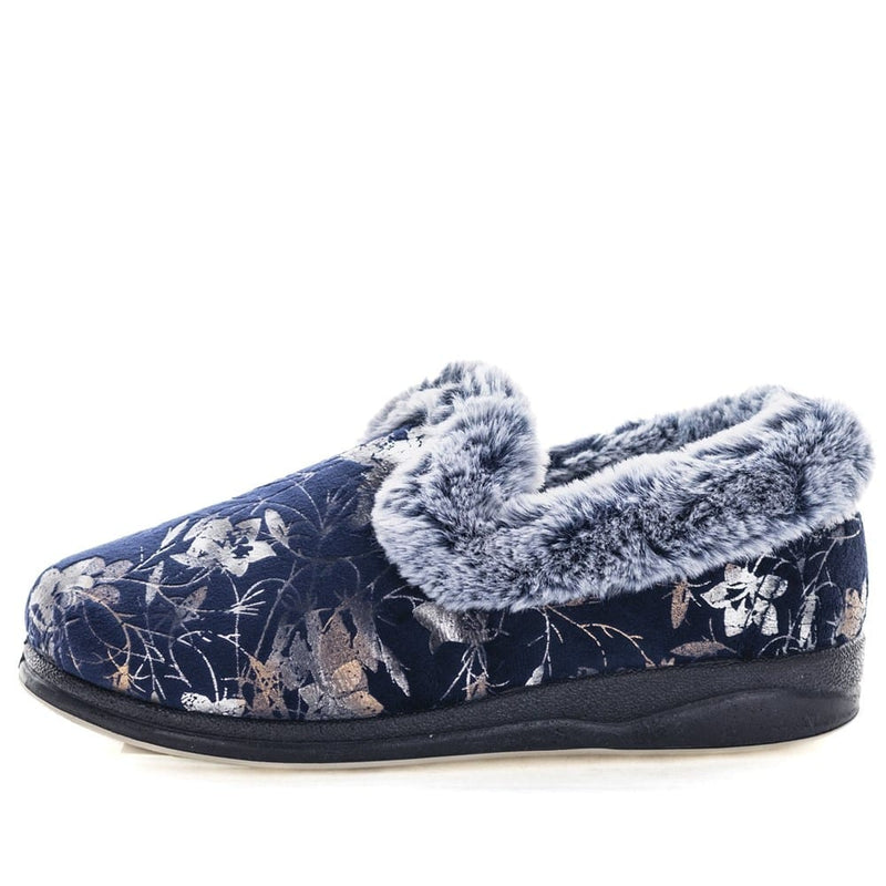 Load image into Gallery viewer, Panda Womens Emille Slippers - Navy Print
