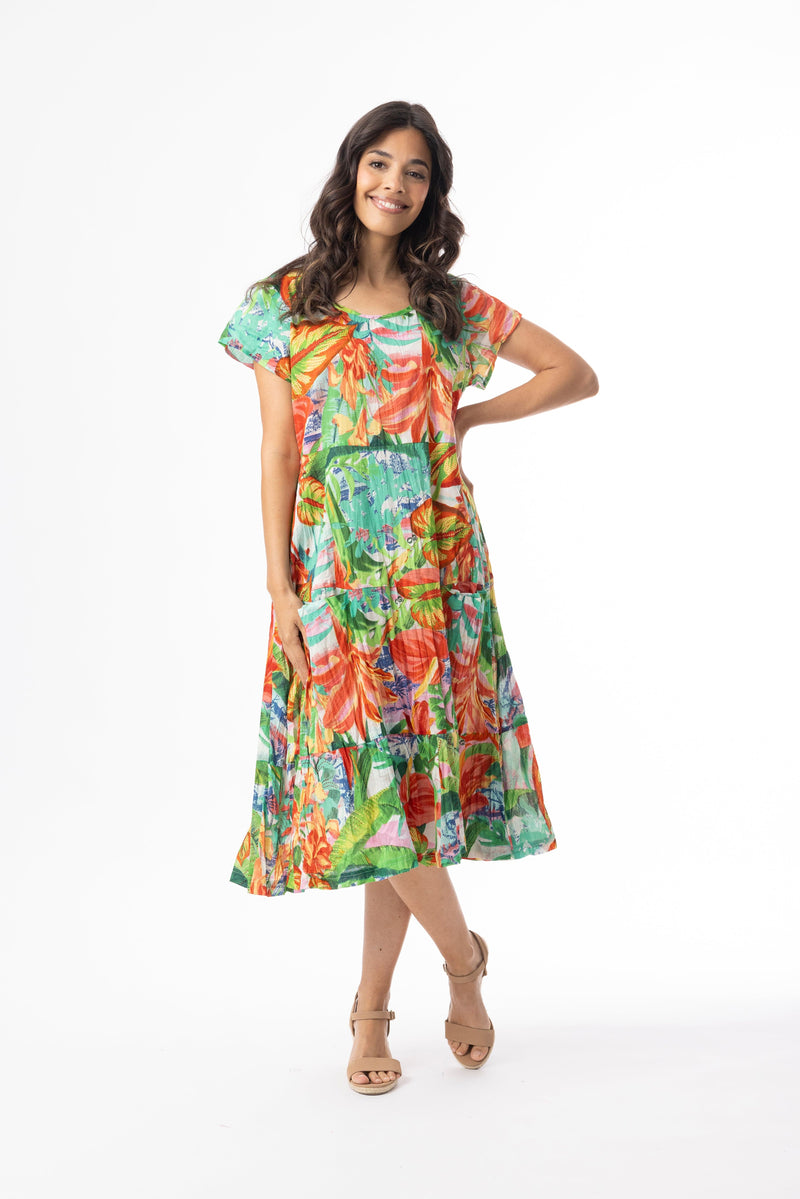 Load image into Gallery viewer, Orientique Womens Equador Dress Layers Short Sleeve
