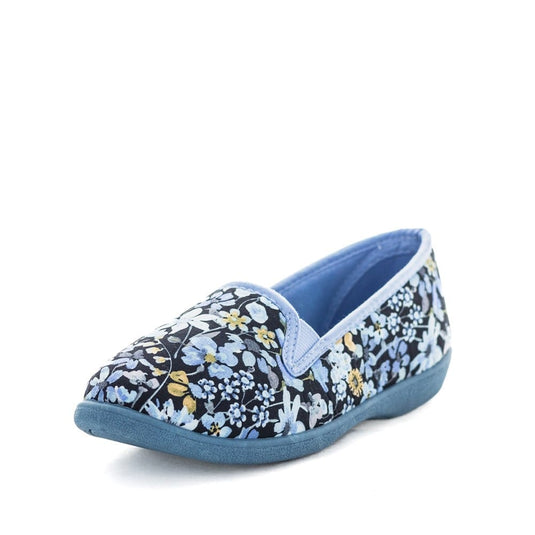 Panda Womens Erica Slippers - Blue/Yellow Floral