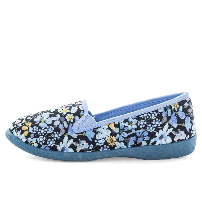 Load image into Gallery viewer, Panda Womens Erica Slippers - Blue/Yellow Floral
