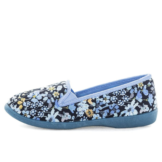 Panda Womens Erica Slippers - Blue/Yellow Floral