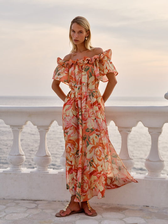 Fate & Becker Womens Cosima Floral Midi Dress - Petal