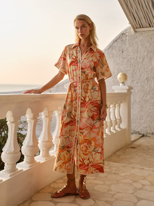 Fate & Becker Womens Elodie Midi Shirt Dress - Petal