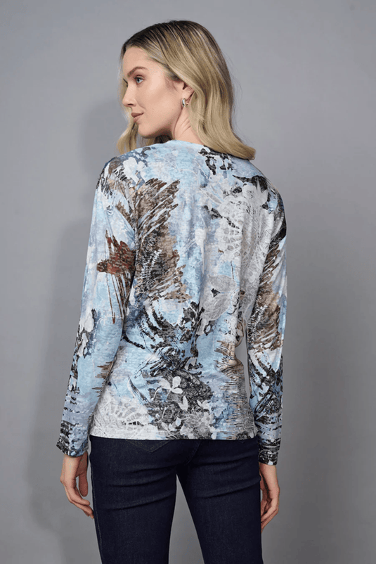 Picadilly Womens Crew Neck Printed Top