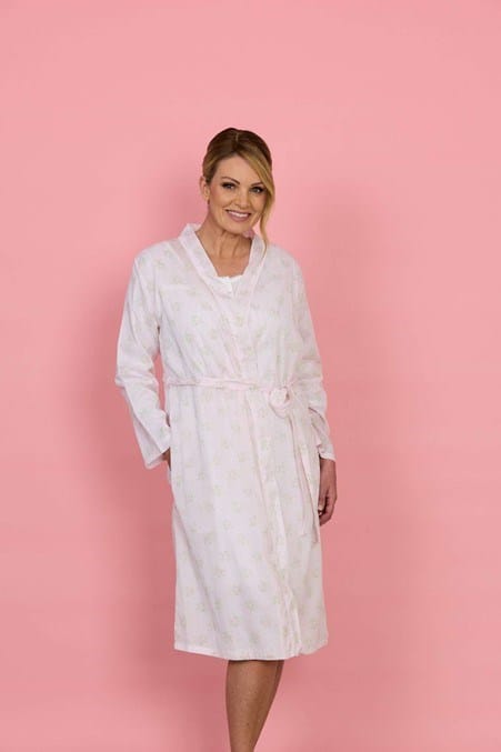 French Country Womens Wrap Robe – L/S Calico Roses