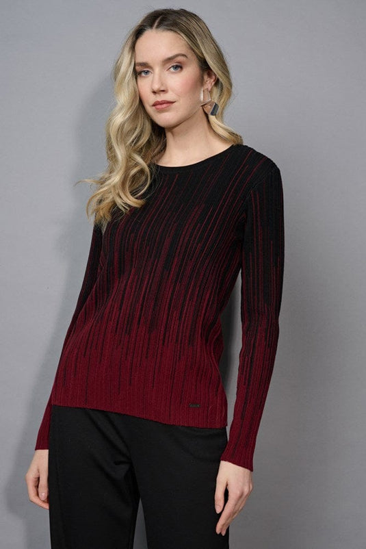Picadilly Womens Textured Linear Top - Bordeaux Multi