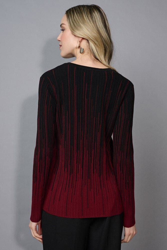 Load image into Gallery viewer, Picadilly Womens Textured Linear Top - Bordeaux Multi
