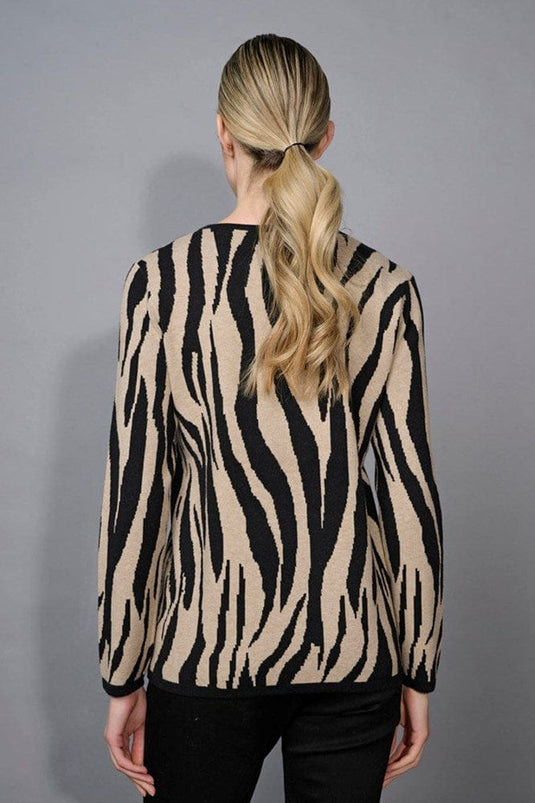 Picadilly Womens Animal Print Jacquard Top