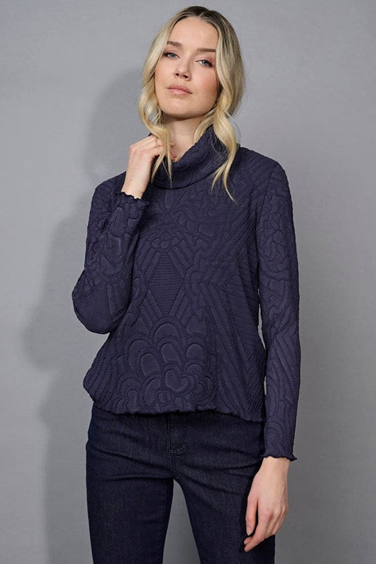 Picadilly Womens Draped Neck Pleated Top