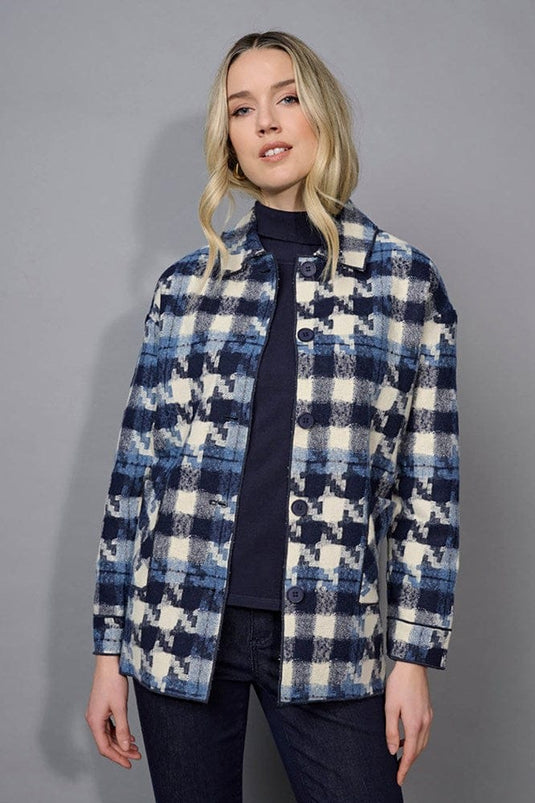 Picadilly Womens Button Front Jacket Slate Blue Multi