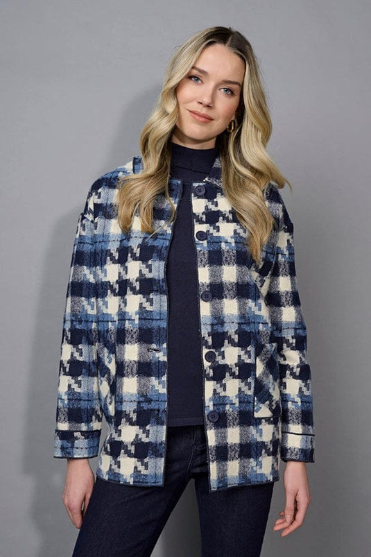 Picadilly Womens Button Front Jacket Slate Blue Multi