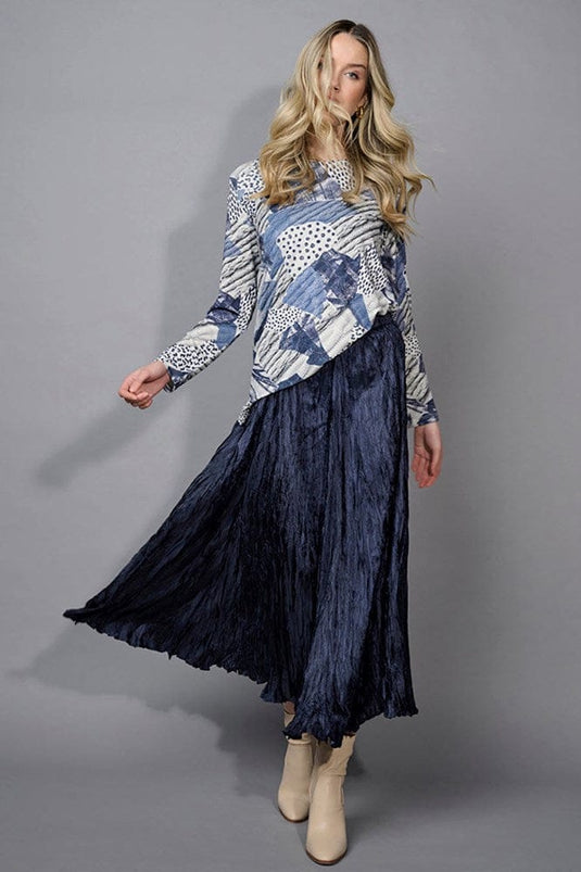 Picadilly Womens Crinkled Long Skirt