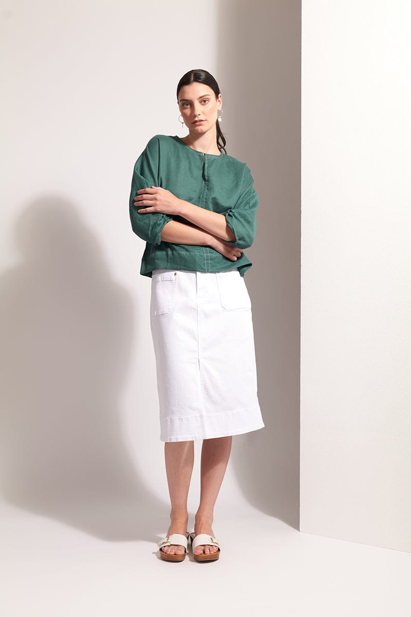 Load image into Gallery viewer, Foil Womens Jean Queen Skirt - White

