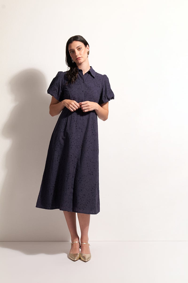 Load image into Gallery viewer, Foil Womens Cut Above Dress - Palm True Navy
