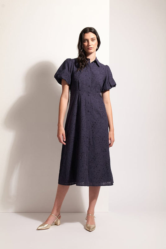 Foil Womens Cut Above Dress - Palm True Navy
