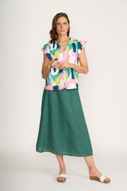 Foil Womens As A Button Top - Spectrum
