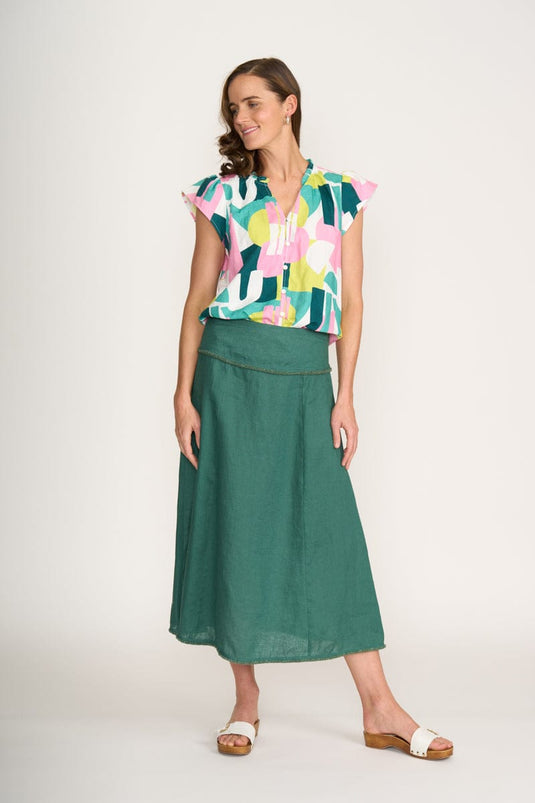 Foil Womens As A Button Top - Spectrum