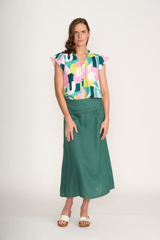 Foil Womens As A Button Top - Spectrum