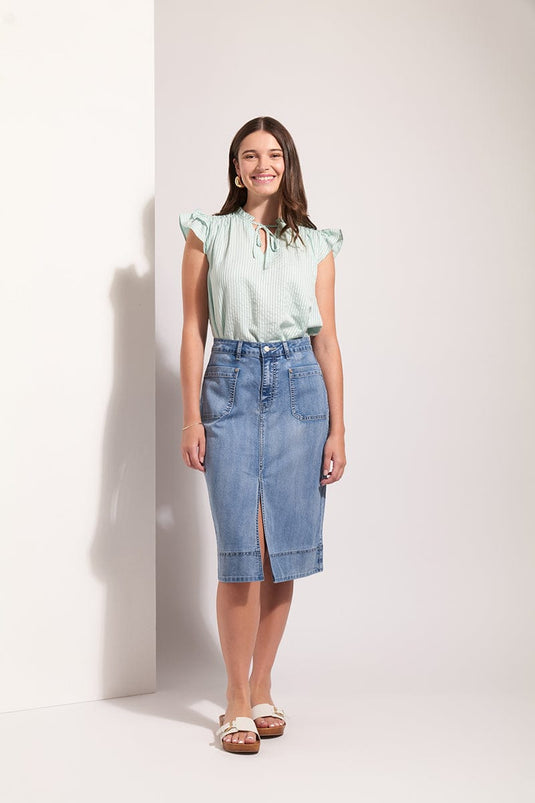 Foil Womens Jean Queen Skirt - Blue Wash