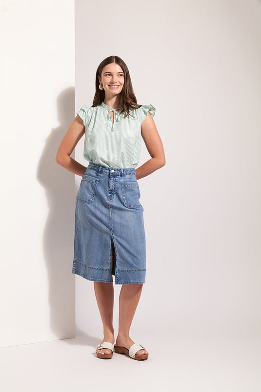 Foil Womens Jean Queen Skirt - Blue Wash