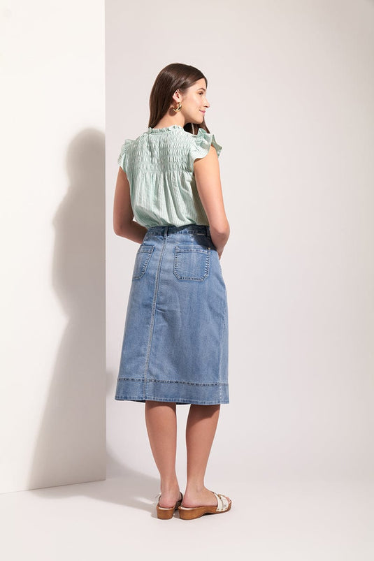Foil Womens Jean Queen Skirt - Blue Wash