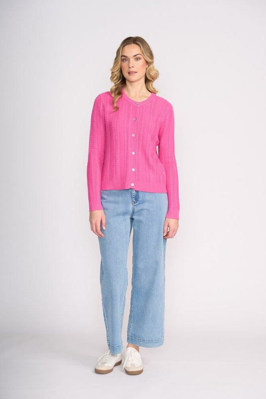 Foil Womens Twist of Fate Cardigan - Electric Fuchsia