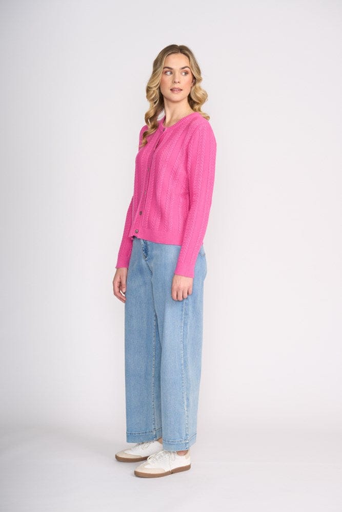 Load image into Gallery viewer, Foil Womens Twist of Fate Cardigan - Electric Fuchsia
