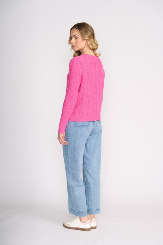 Foil Womens Twist of Fate Cardigan - Electric Fuchsia