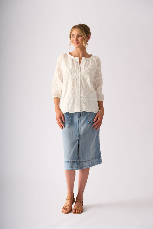 Foil Womens Queenie Skirt - Stone Wash