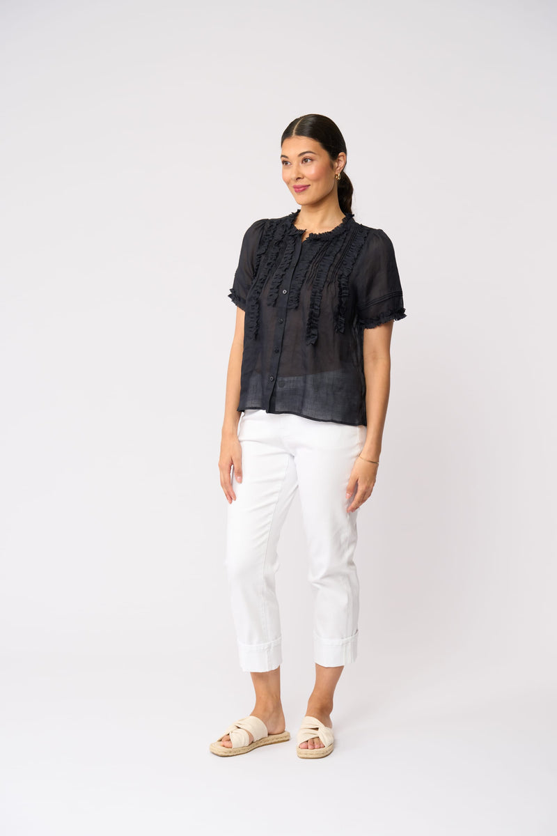 Load image into Gallery viewer, Foil Womens Frill Of It Blouse - True Navy
