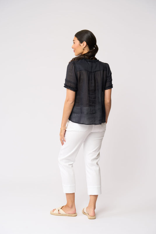 Foil Womens Frill Of It Blouse - True Navy