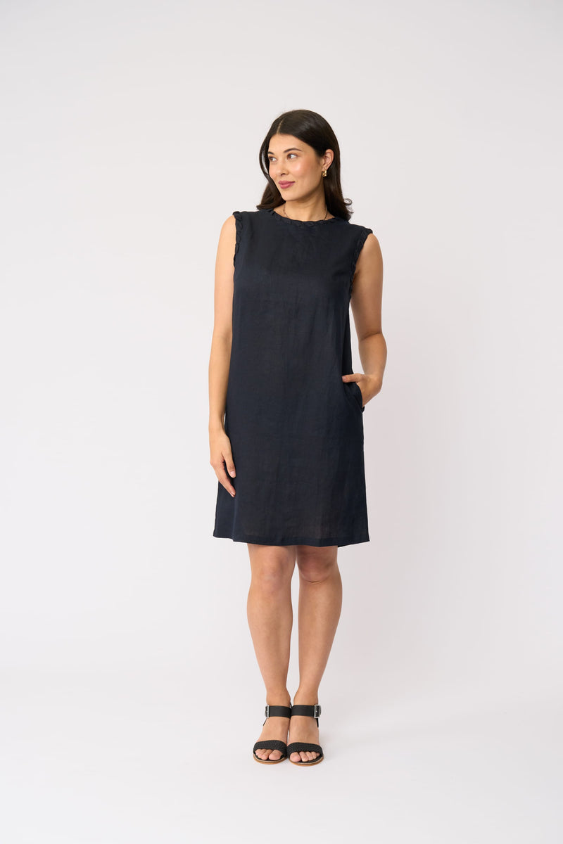 Load image into Gallery viewer, Foil Womens Braidy Bunch Dress - True Navy
