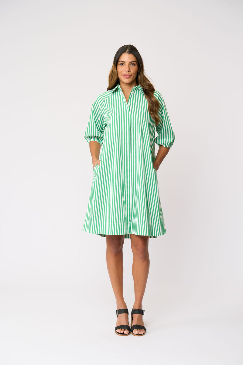 Load image into Gallery viewer, Foil Womens Good Shirt Dress - Mint Stripe
