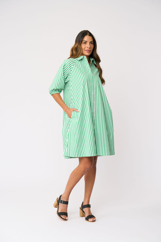 Foil Womens Good Shirt Dress - Mint Stripe