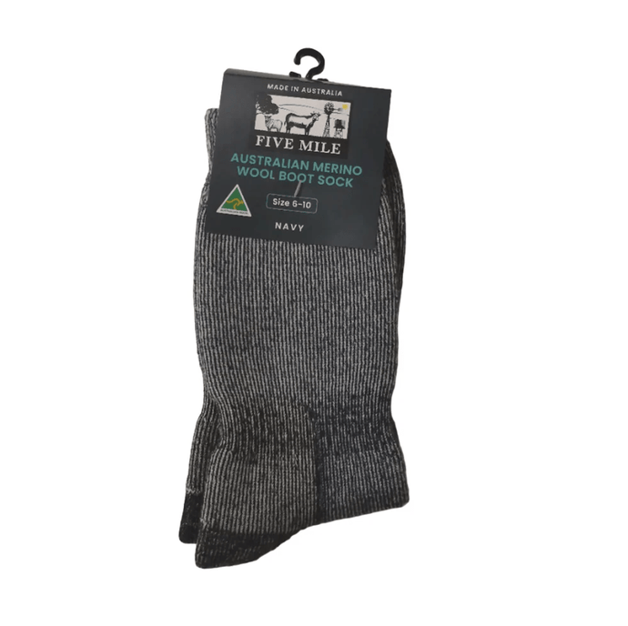 Five Mile Australian Merino Wool Boot Sock - Navy