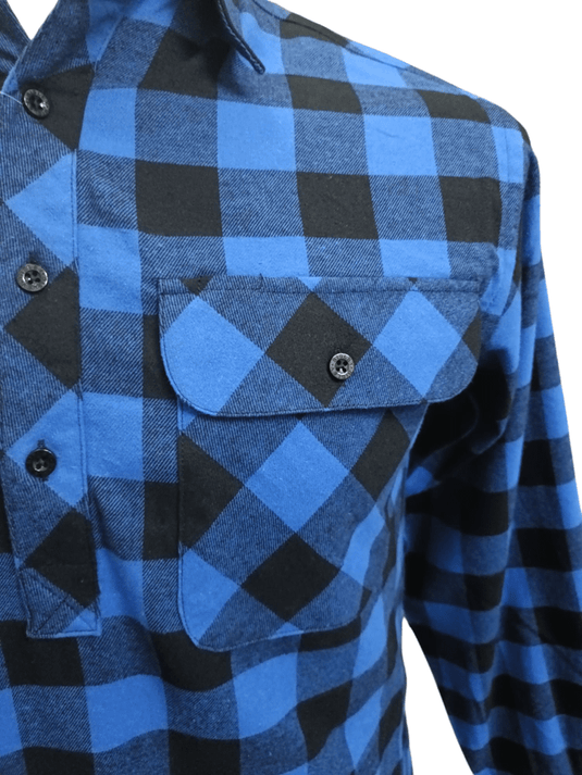 Bisley Mens Long Sleeve Open Front Flannelette - Royal Large Check